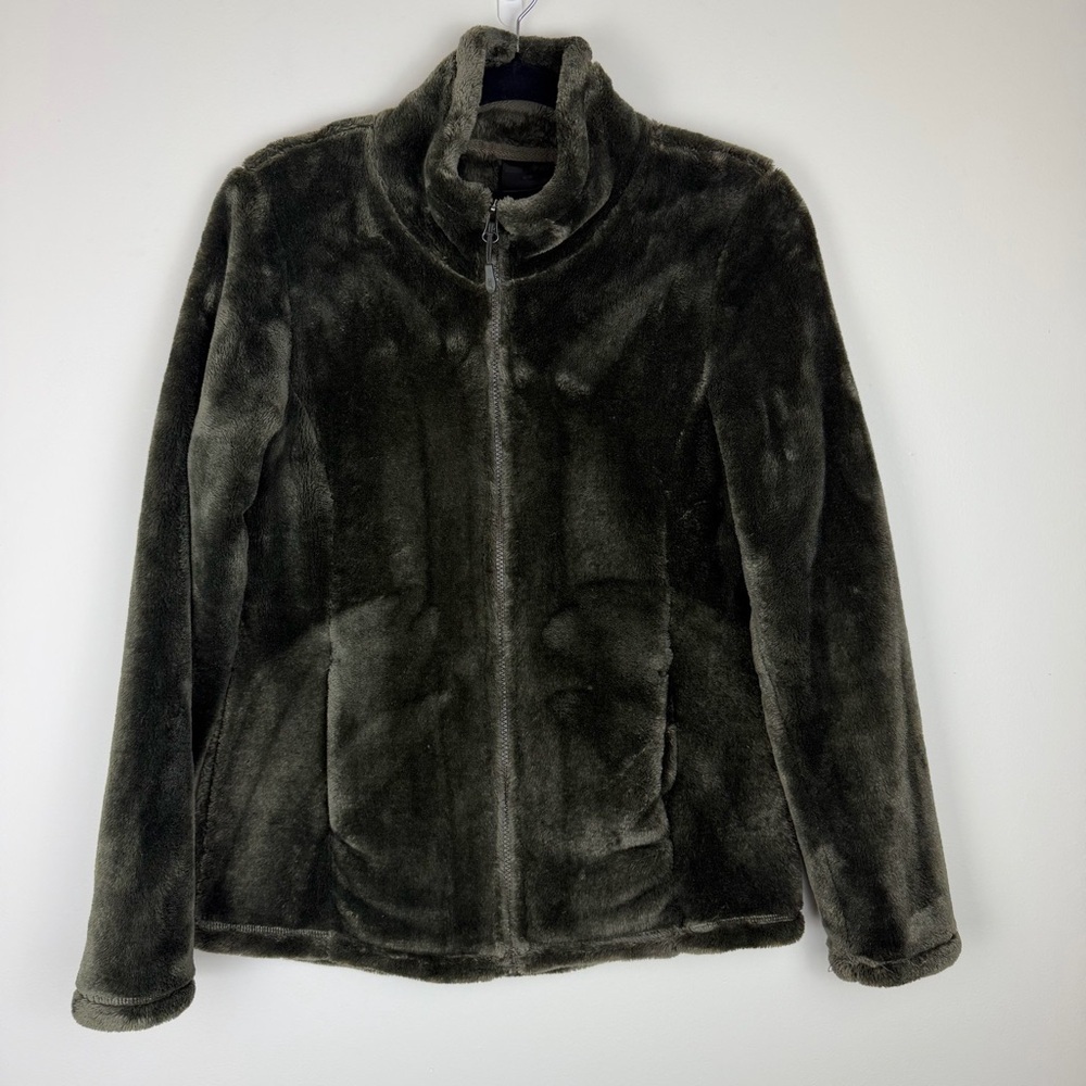 32 DEGREE HEAT Plush Faux Fur Fleece Dark Olive Green Jacket size Small